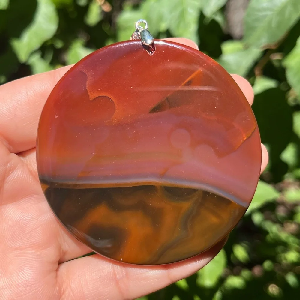Huge sterling silver 925 stamped round scenery agate pendant 1341‎